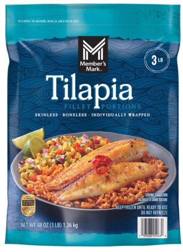 Member's Mark Farm Raised Skinless and Boneless Tilapia Fillet Portions, Frozen, 3 lbs.