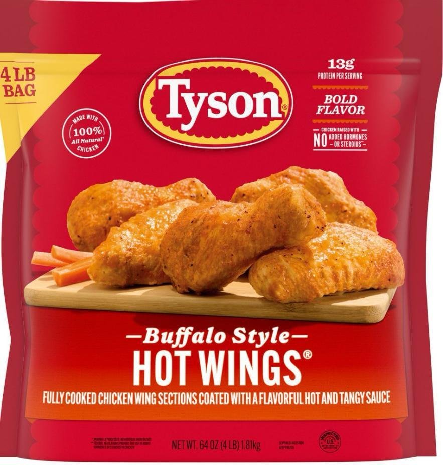 Tyson Any'tizers Buffalo Style Frozen Hot Wings Bone In, 22 Oz Bag 22 Oz
