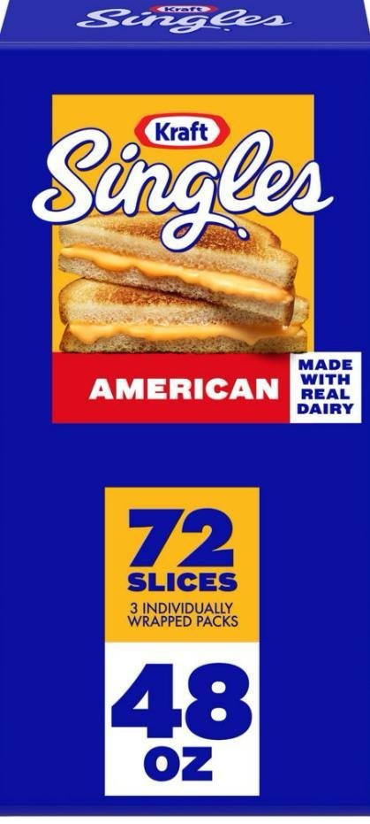 Kraft Singles American Cheese Slices, 72 Ct Box