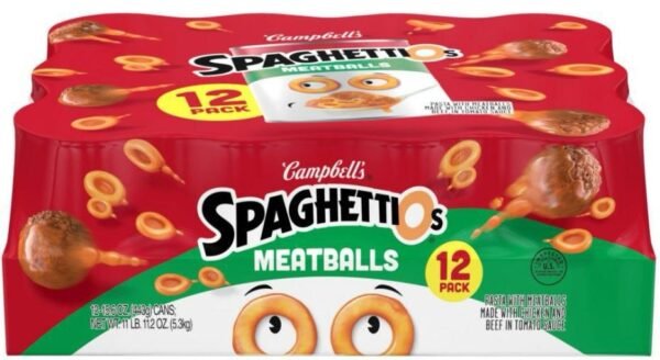 SpaghettiOs Canned Pasta with Meatballs, 15.6 oz Can (Pack of 12)