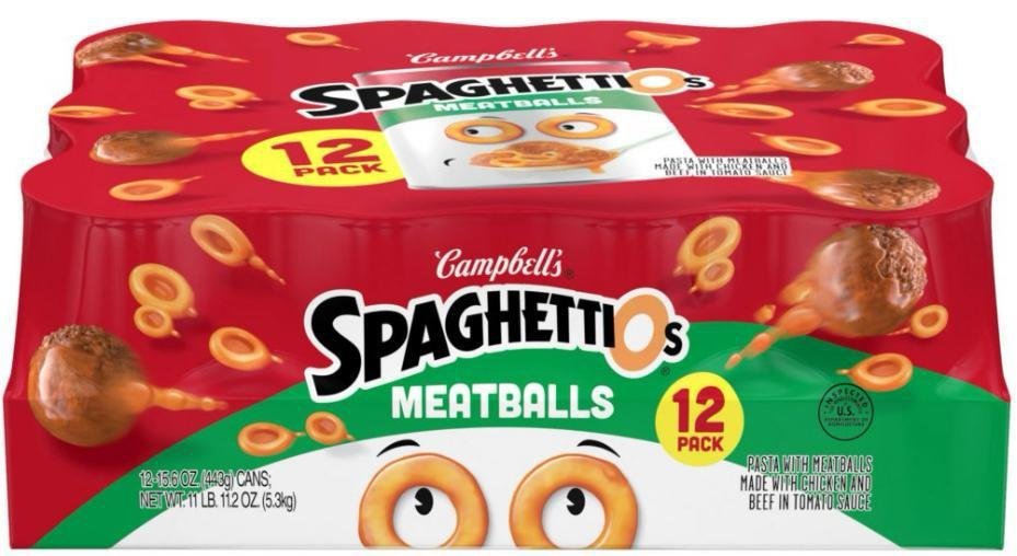 SpaghettiOs Canned Pasta with Meatballs, 15.6 oz Can (Pack of 12)